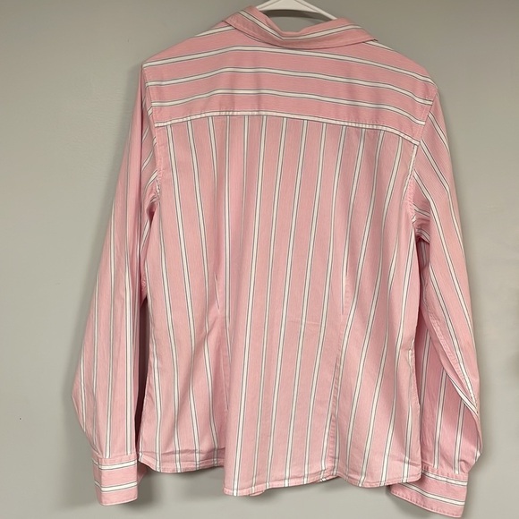 L.L. Bean Pink/ white/ blue  Striped Button-Up shirt/ blouse, Large, cotton - Picture 5 of 8